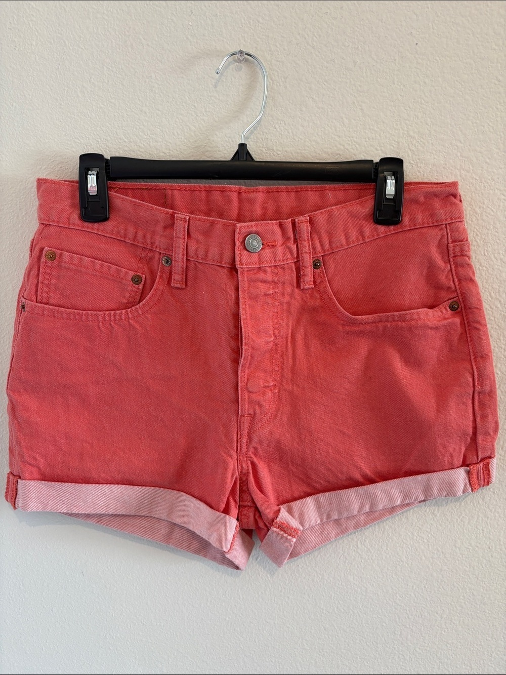 501 Levi Strauss Denim Shorts in color coral